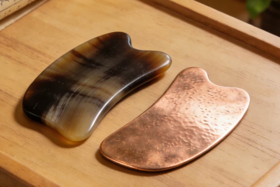 Horn and copper Gua Sha tools at Amrita Healthcare